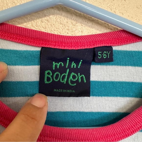 Mini Boden 5-6y dachsund dog doxie applique canine bone striped - Picture 4 of 6